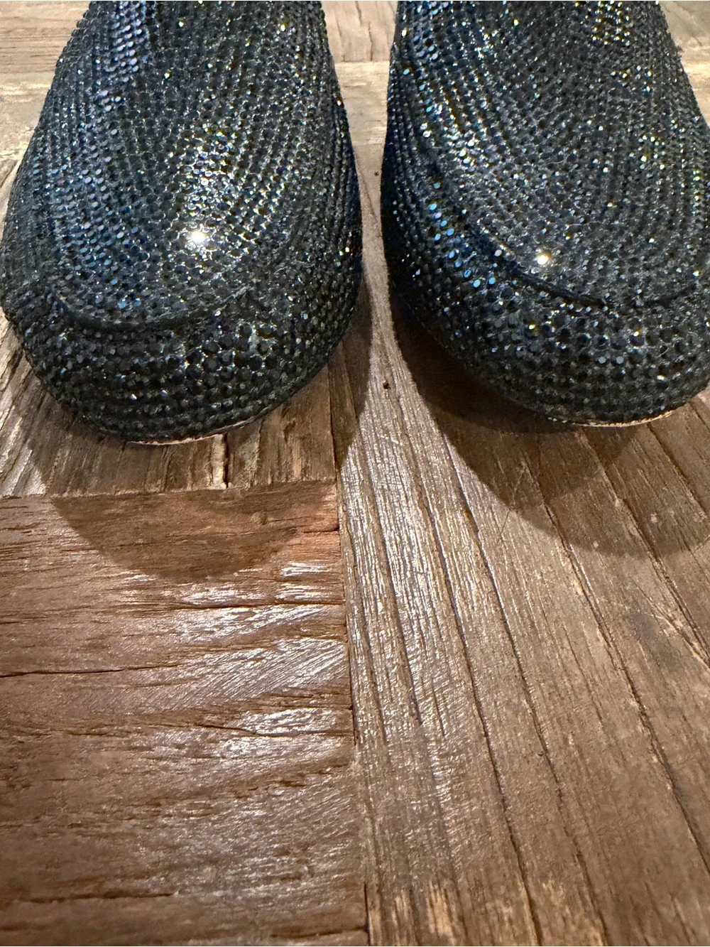 Chico's Heloise Black Rhinestone Sparkle Loafer Flats - Size 6.5